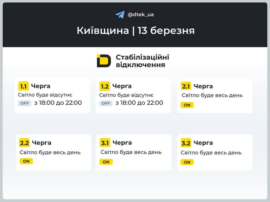 Відключення світла.