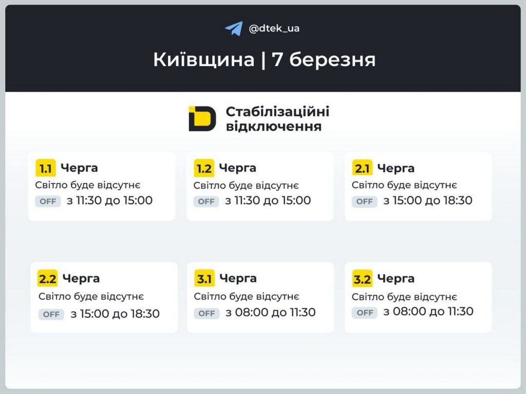 Відключення світла.