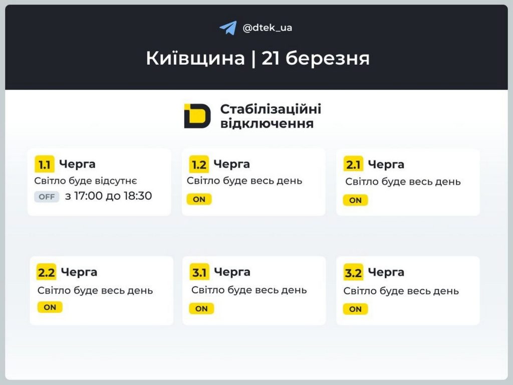 Відключення світла.