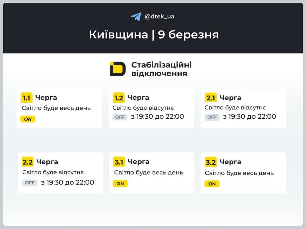 Відключення світла.