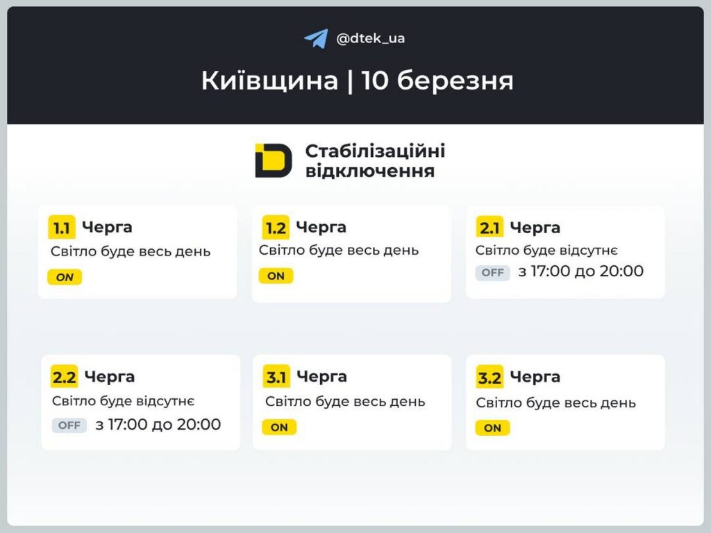Відключення світла.