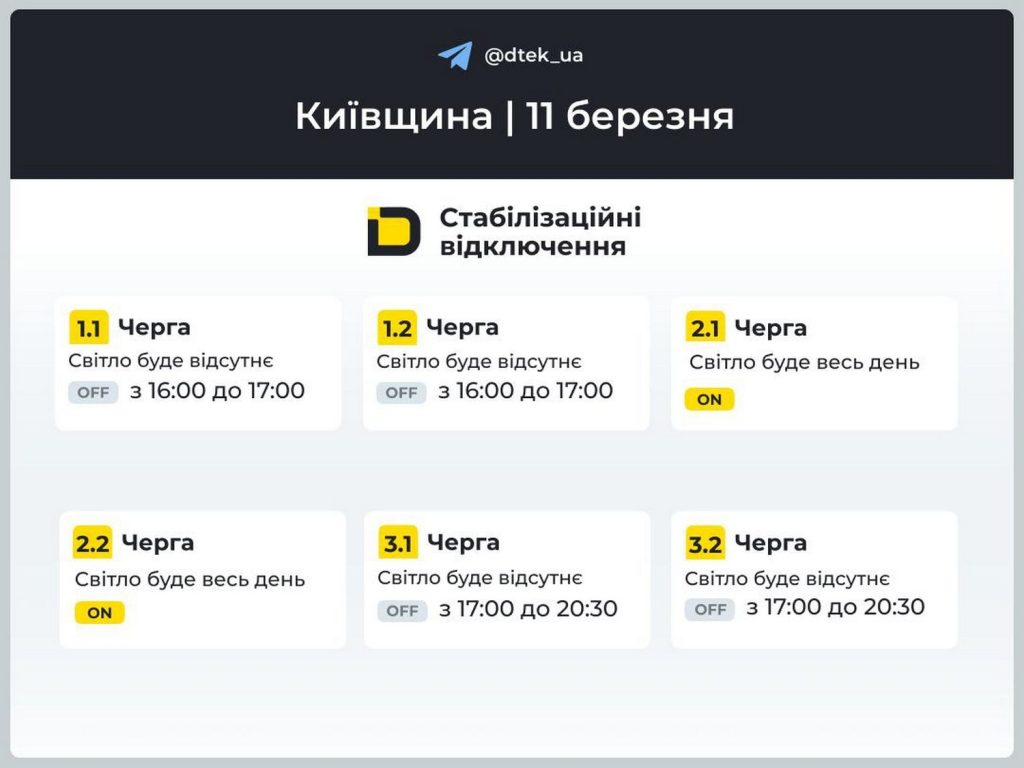Відключення світла.