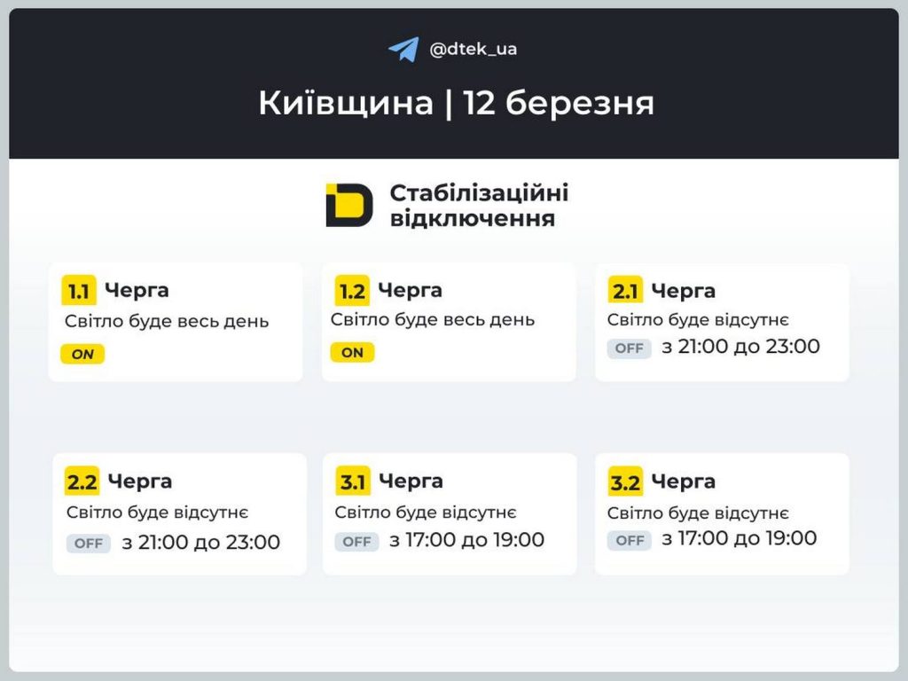 Відключення світла.