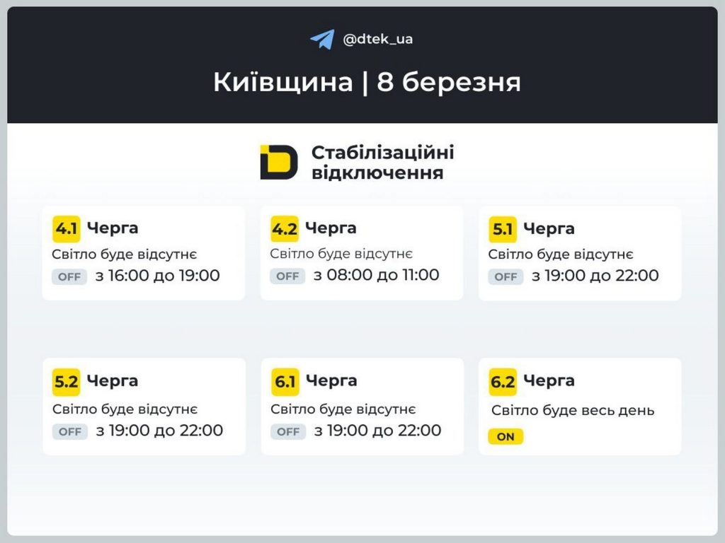 Відключення світла.