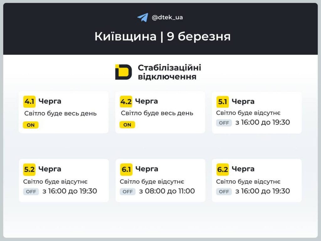 Відключення світла.