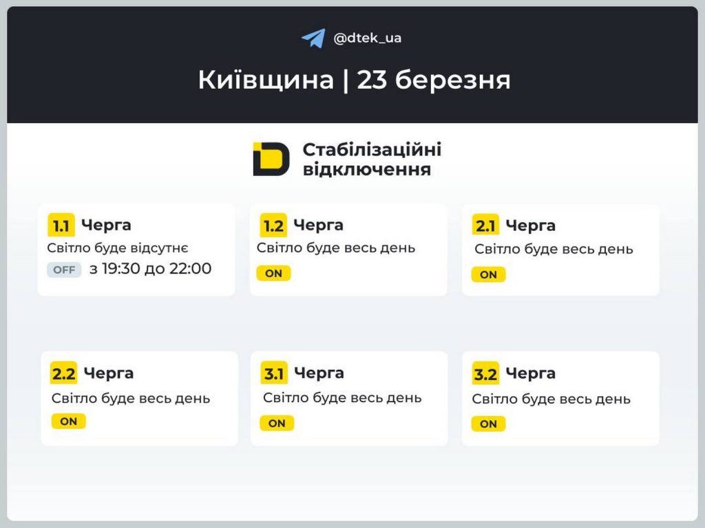 Відключення світла.