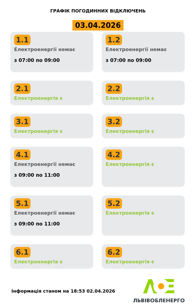 Відключення світла у Львівській області 3 квітня: як діятимуть графіки