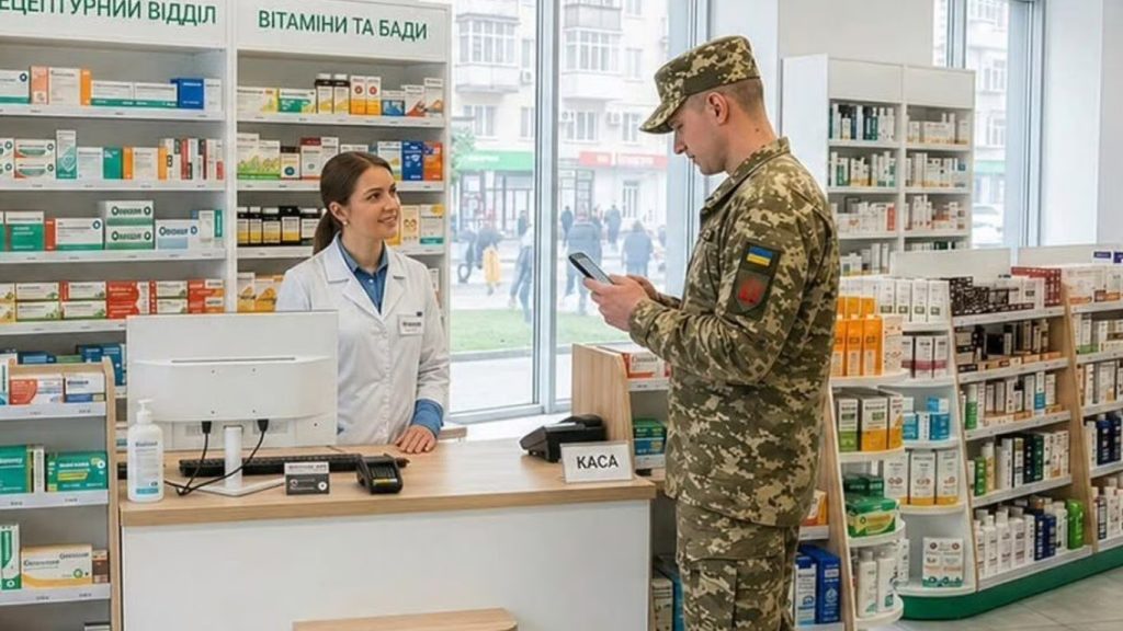 Військовий в аптеці.