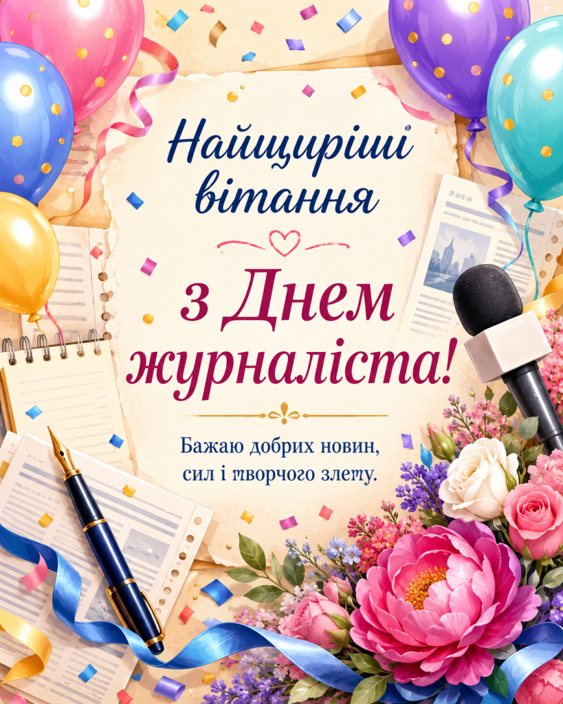 Привітання до Дня журналіста 2026 в Україні: вірші, короткі SMS, проза та святкові листівки